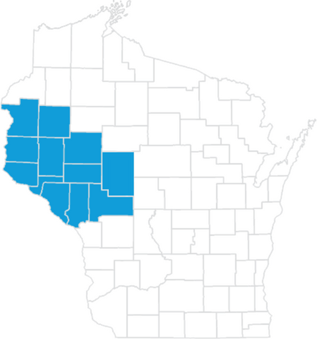 Service Area Map of Wisconsin
